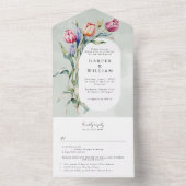 waterverf lente tulpen rsvp bijgevoegd bruiloft all in one uitnodiging (Binnen)