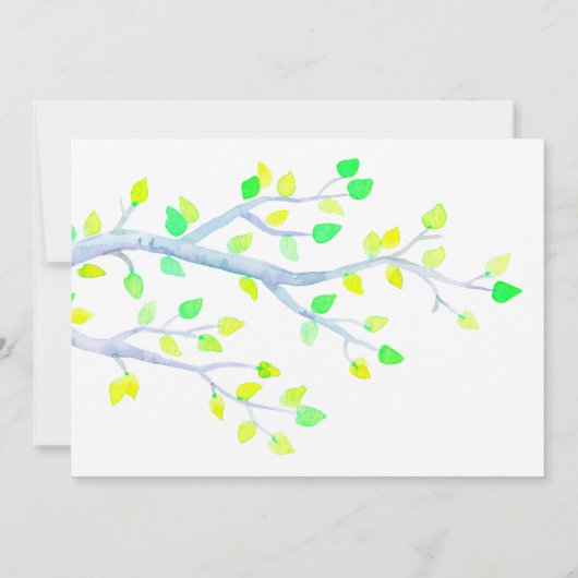 Waterverf Lente vogelboom Weddenschap Opslaan Datu Save The Date (Achterkant)