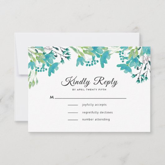 Waterverf Lente Wildbloemen Bruiloft RSVP Kaarten (Voorkant)