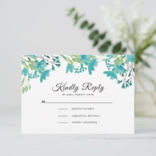 Waterverf Lente Wildbloemen Bruiloft RSVP Kaarten (Staand voorkant)