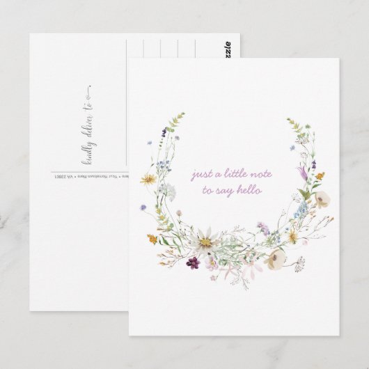 Waterverf Lente Wildbloemen Denk aan jou Briefkaart (Voorkant / Achterkant)