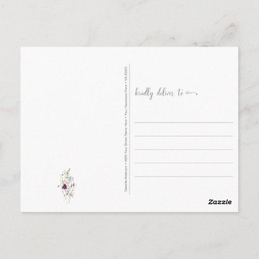 Waterverf Lente Wildbloemen Denk aan jou Briefkaart (Achterkant)