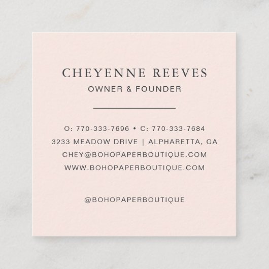 Waterverf Lente wilde bloem Vierkante Visitekaartje (Achterkant)