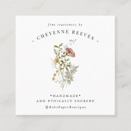 Waterverf Lente wilde bloem Vierkante Visitekaartje