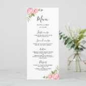 Waterverf lente / zomer bruiloftsmenu met bloemen menu (Staand voorkant)