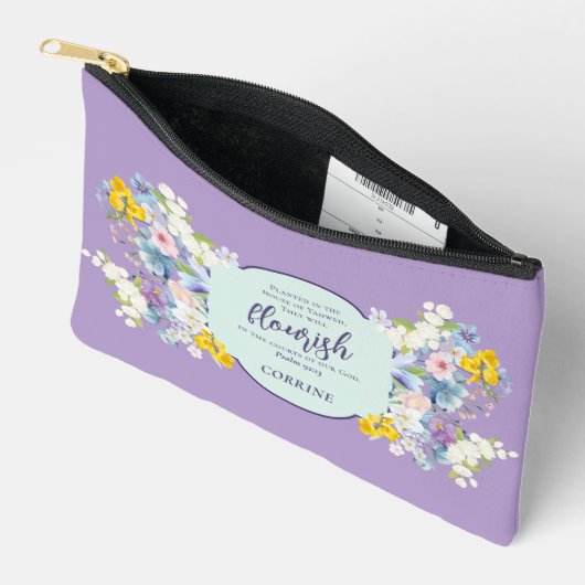 Waterverf lentebloemen Bijbelvers gepersonaliseerd Etui (Open)