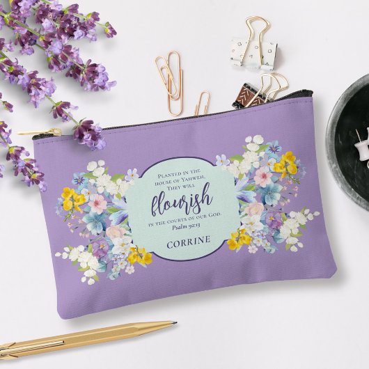 Waterverf lentebloemen Bijbelvers gepersonaliseerd Etui