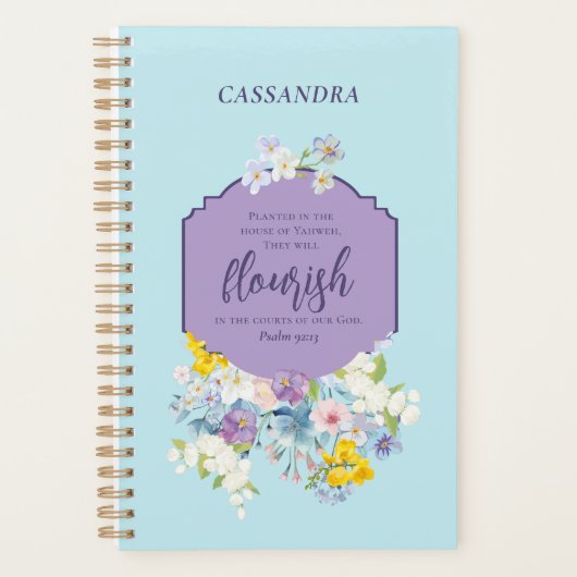 Waterverf lentebloemen Bijbelvers gepersonaliseerd Planner (Voorkant)