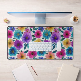 Waterverf lentebloemen Kleurrijk bloemenpatroon Bureaumat