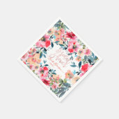 Waterverf lentebloemen, rode ombre servet (Hoek)