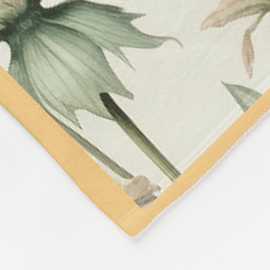 Waterverf lentebloemen roze gele bijen fleece deken (Hoek)