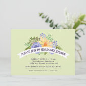 Waterverf lentebloemen stijlvolle paasbrunch kaart (Staand voorkant)