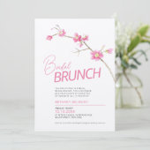 Waterverf lentebloesem roze bruids brunch kaart (Staand voorkant)