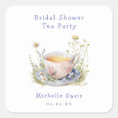 Waterverf Lentebruilofts Thee Feestje Vierkante Sticker (Voorkant)