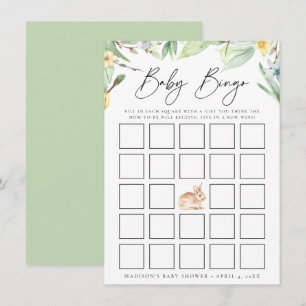 Waterverf Lentekonijn Baby Shower Bingo kaart