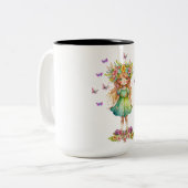 Waterverf lentemelk met Paarse vlinders Tweekleurige Koffiemok (Voorkant links)