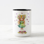 Waterverf lentemelk met Paarse vlinders Tweekleurige Koffiemok (Center)