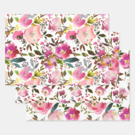 Waterverf lentepFloral Inpakpapier Vel