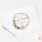waterverf lentesbloem met lijmboter ronde sticker (Envelop)