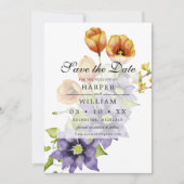 Waterverf lentesbloemen behalve de datumkaart kaart (Voorkant)