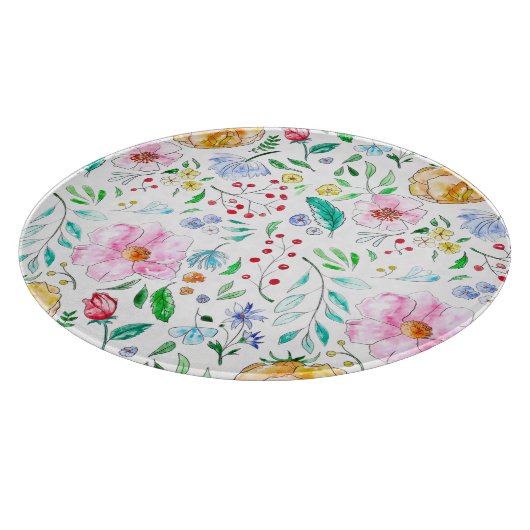 Waterverf lentesbloemen cloth placemat snijplank (Hoek)