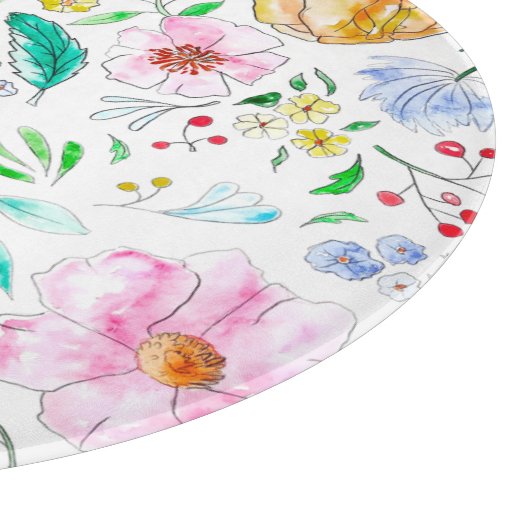 Waterverf lentesbloemen cloth placemat snijplank (Hoek)