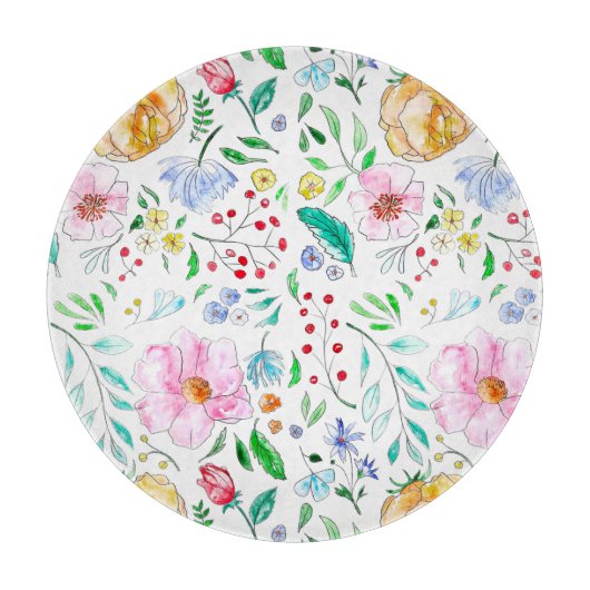 Waterverf lentesbloemen cloth placemat snijplank (Voorkant)