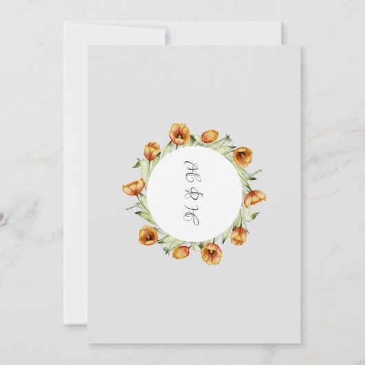 Waterverf lentesbloemen tlips behalve de datum kaart (Achterkant)