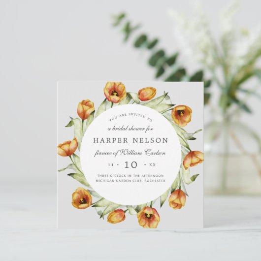 Waterverf lentesbloemen tulpen vrijgezellenfeest i kaart (Staand voorkant)