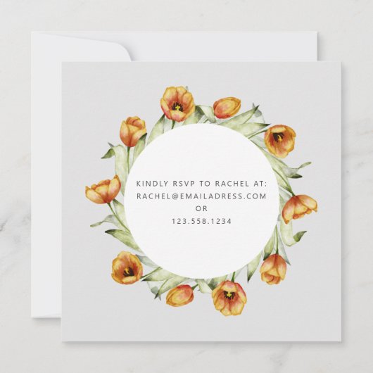 Waterverf lentesbloemen tulpen vrijgezellenfeest kaart (Achterkant)