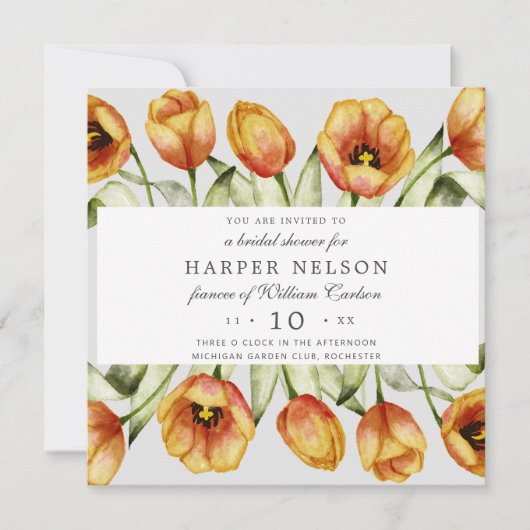 Waterverf lentesbloemen tulpen vrijgezellenfeest kaart (Voorkant)