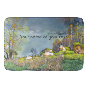 Waterverf lentesonstorm schilderen badmat