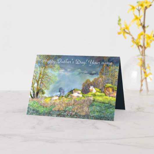 Waterverf lentesonstorm schilderen kaart (Gele Bloem)