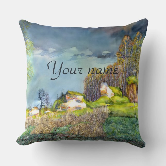 Waterverf lentesonstorm schilderen kussen (Voorkant)