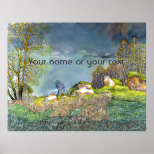 Waterverf lentesonstorm schilderen poster