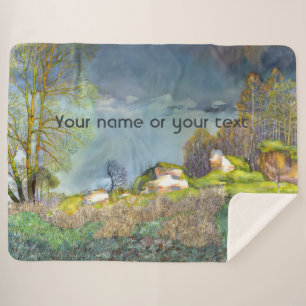 Waterverf lentesonstorm schilderen sherpa deken