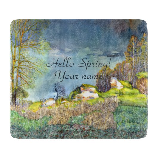 Waterverf lentesonstorm schilderen snijplank (Voorkant)