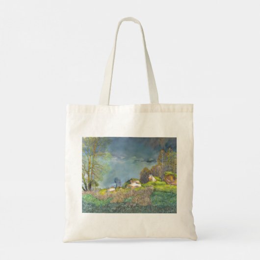 Waterverf lentesonstorm schilderen tote bag (Achterkant)