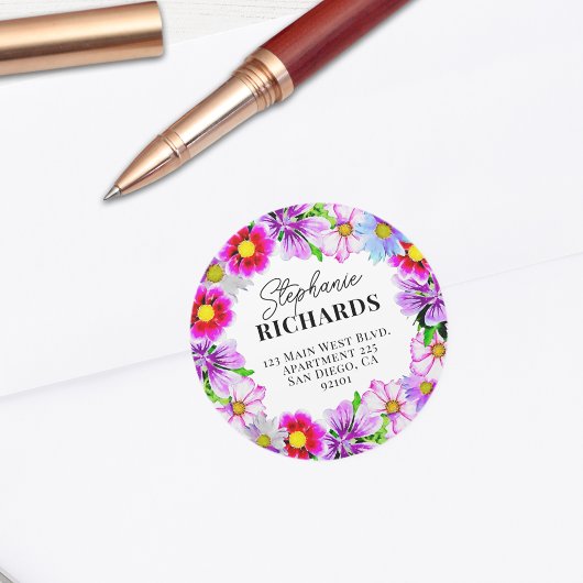 Waterverf Lentestuinbloemen Envelopzegel Ronde Sticker