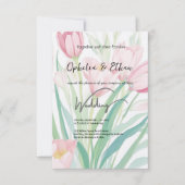 Waterverf lentetulpen, huwelijksuitnodiging kaart (Voorkant)