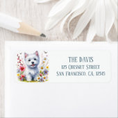 Waterverf Lenteveld van Bloemen Westie - Etiket (Insitu)