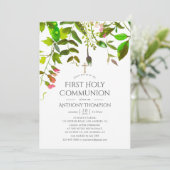 Waterverf Lentevloeistof Eerste Heilige Communie Kaart (Staand voorkant)