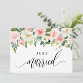 Waterverf  lentevloeren gewoon getrouwd aankondiging (Staand voorkant)