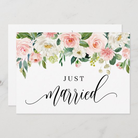 Waterverf  lentevloeren gewoon getrouwd aankondiging (Voorkant / Achterkant)