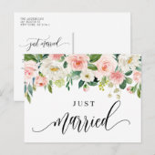 Waterverf  lentevloeren gewoon getrouwd aankondigingskaart (Voorkant / Achterkant)