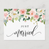 Waterverf  lentevloeren gewoon getrouwd aankondigingskaart (Voorkant)