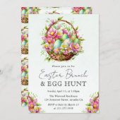 Waterverf lentevloeren paasmandje Brunch Kaart (Voorkant / Achterkant)