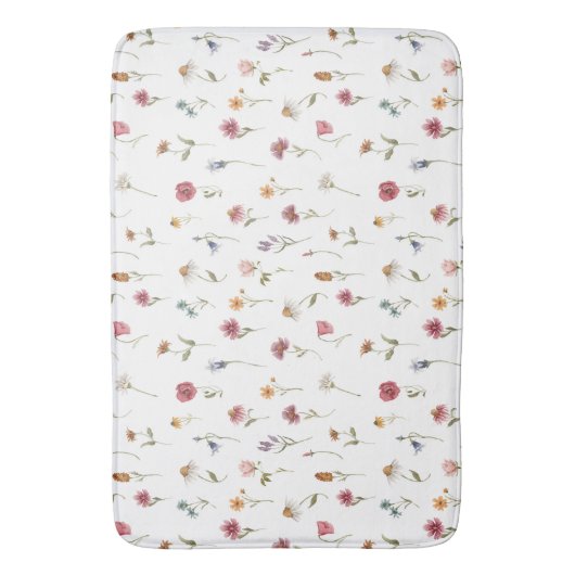 Waterverf Lentewildebloempatroon Badmat (Voorkant Verticaal)