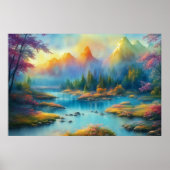 Waterverf Lentlandschap Poster (Voorkant)