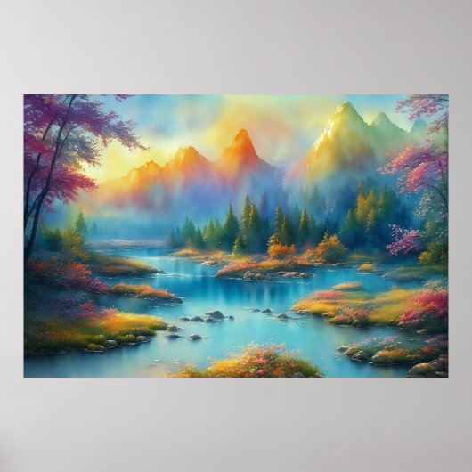 Waterverf Lentlandschap Poster (Voorkant)